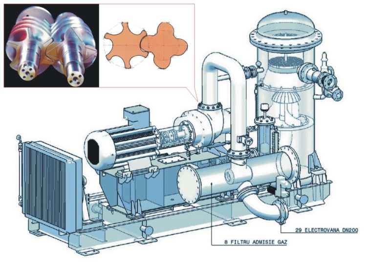 Natural gas compression equipments with screw compressor units